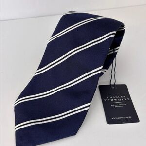 Charles Tyrwhitt Classic Navy and White Striped Tie
